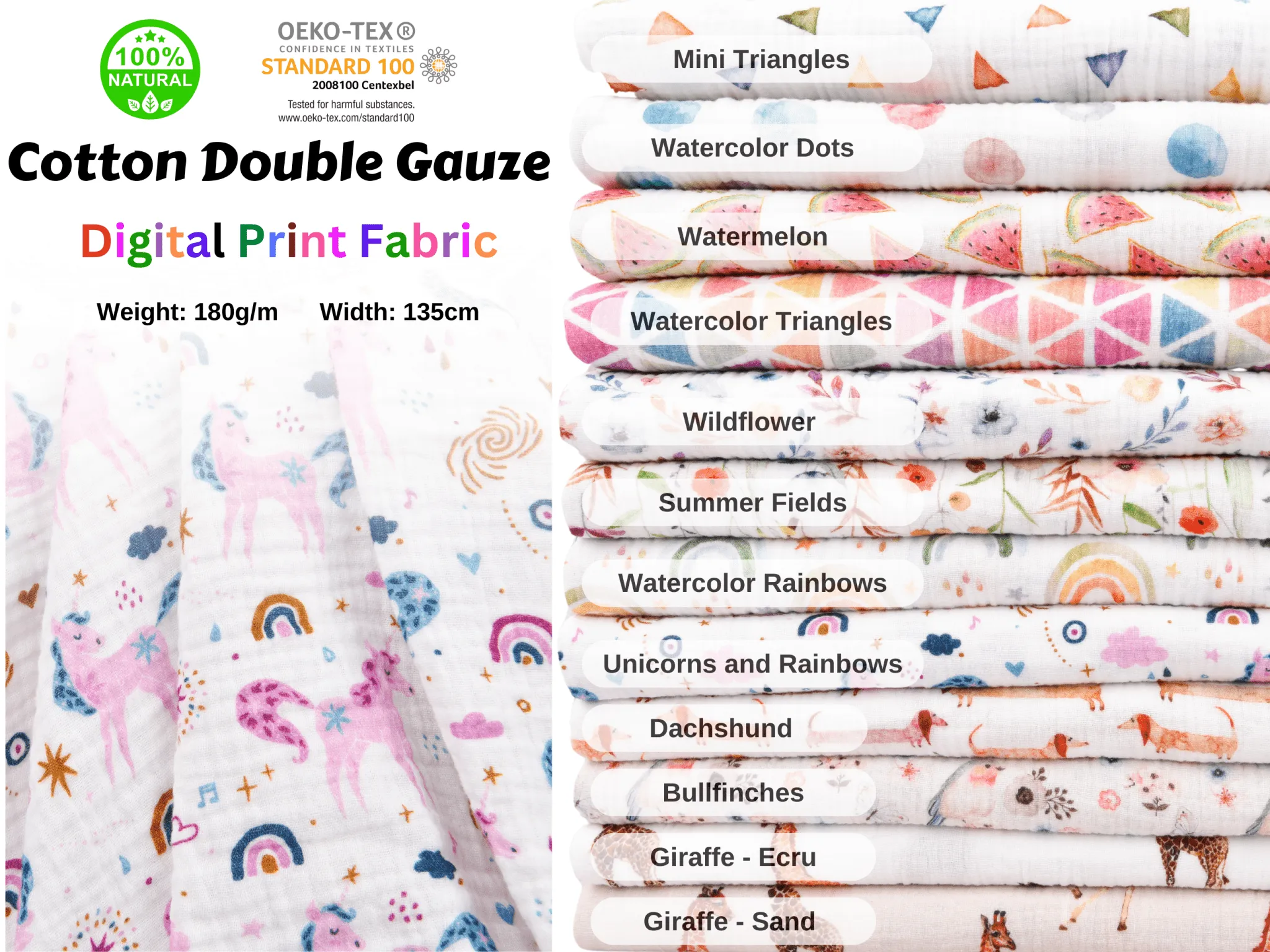 100% Cotton Double Gauze /Muslin Digital Prints Fabric -6450