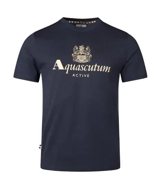 Aquascutum Active Big Logo T-Shirt: NAVY