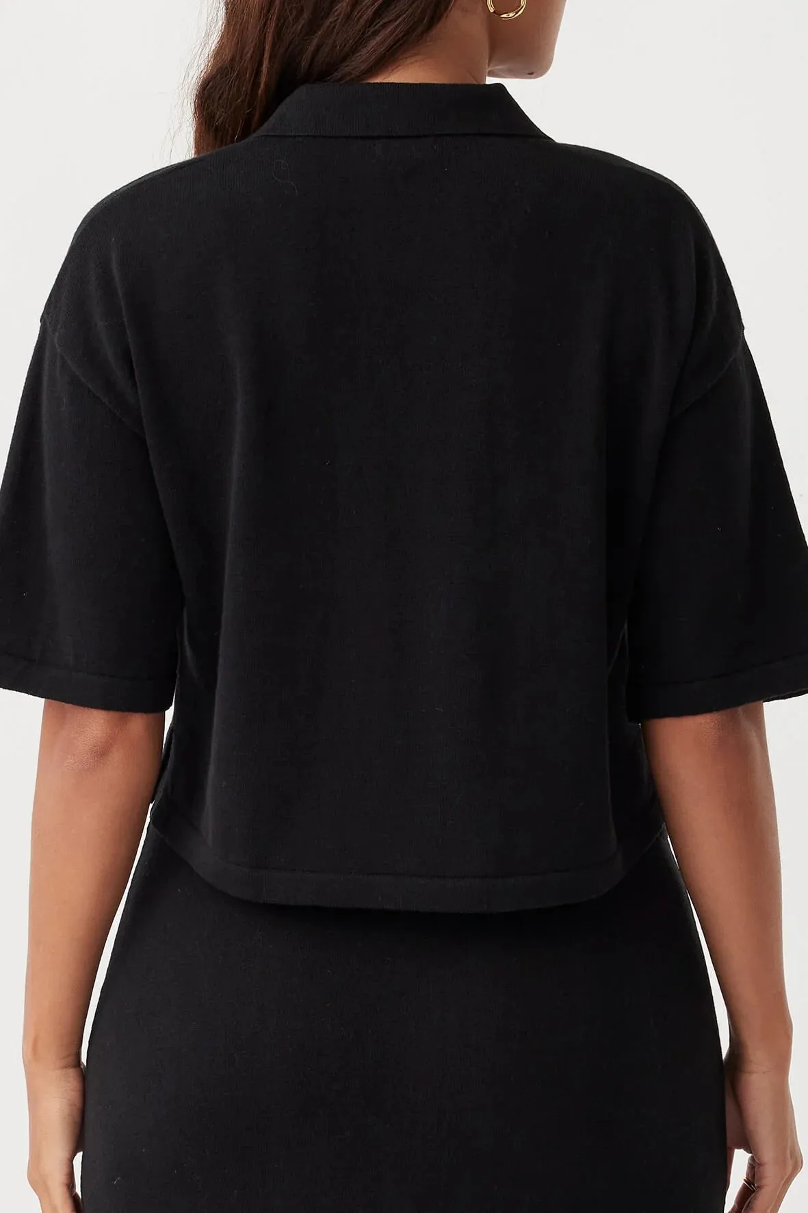Arcaa - Quinn Cropped Shirt (Black & Taupe)