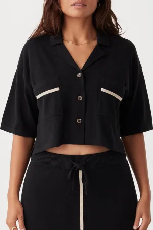 Arcaa - Quinn Cropped Shirt (Black & Taupe)