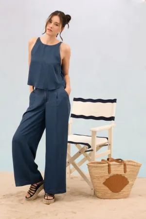 Back Tie Chambray Top
