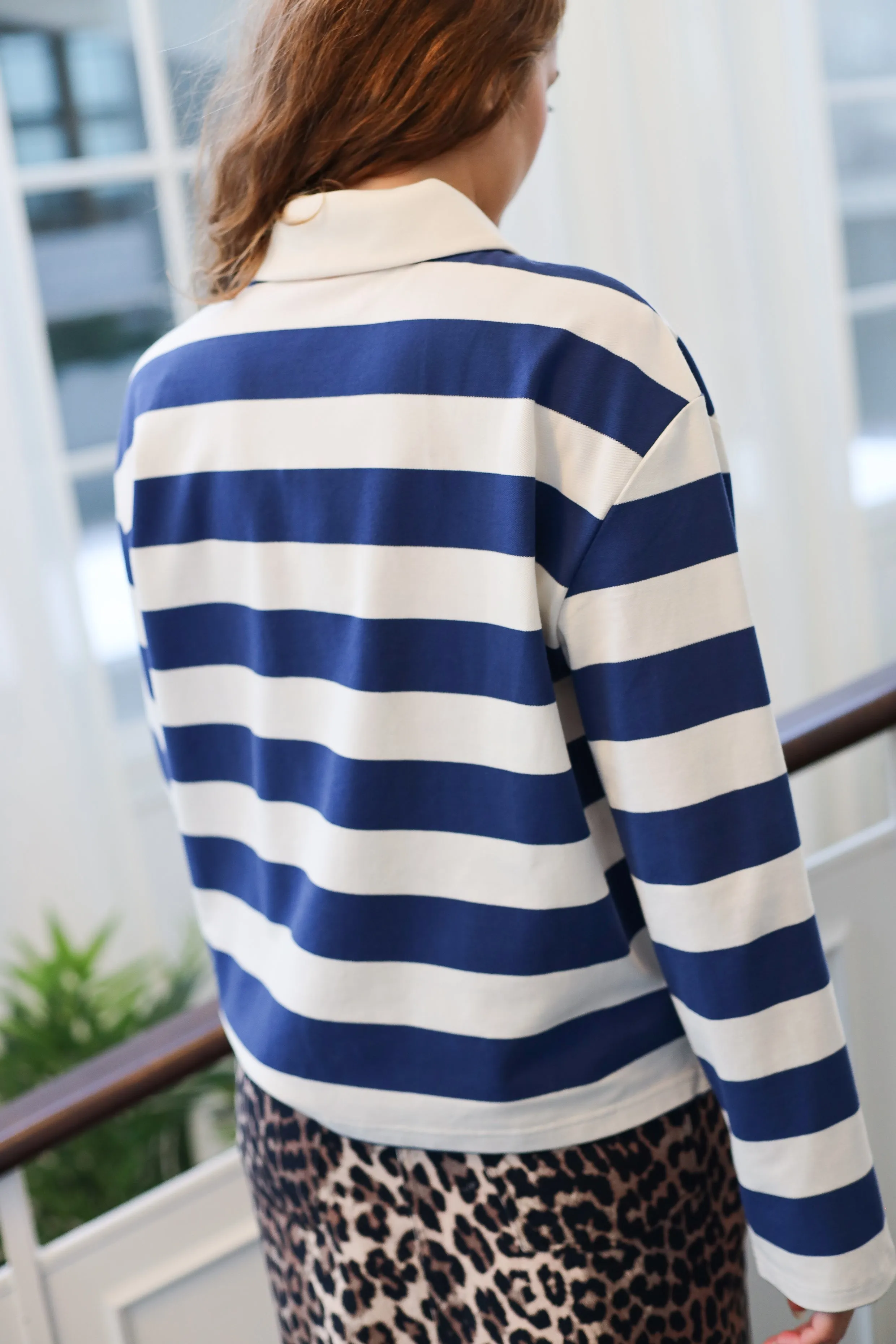 Beacras Blouse - Navy White