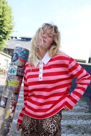 Beacras Blouse - Pink Red Stripe