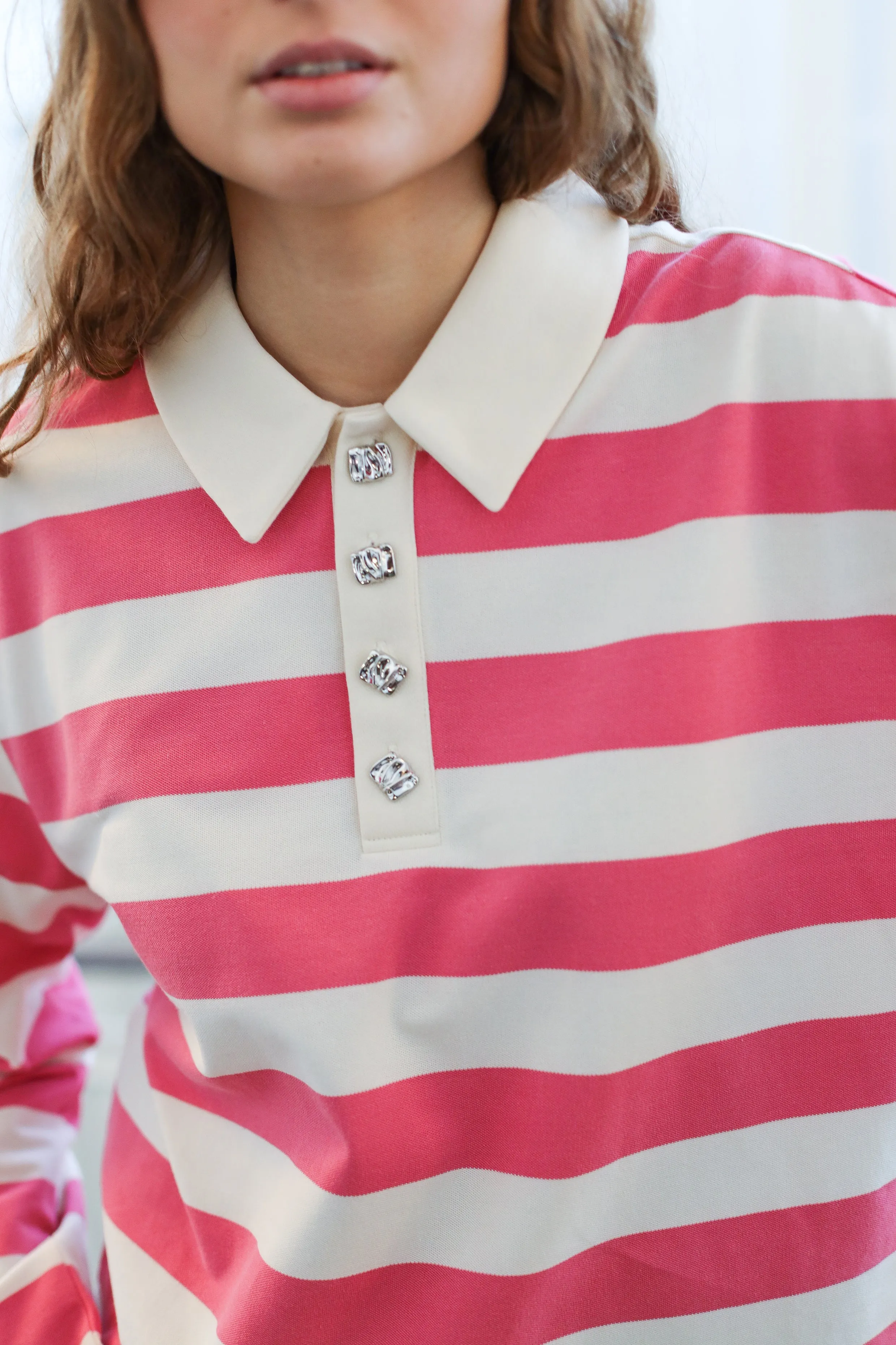 Beacras Blouse - Pink White