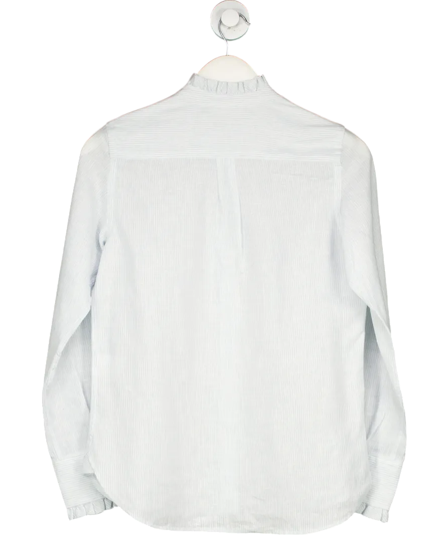 Beaufort & Blake Blue Lifton Sky Ruffle Linen Shirt UK XS