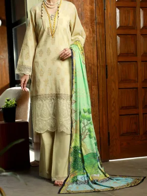 Beige Jacquard 3 Piece Unstitched - ALP-3PS-1394