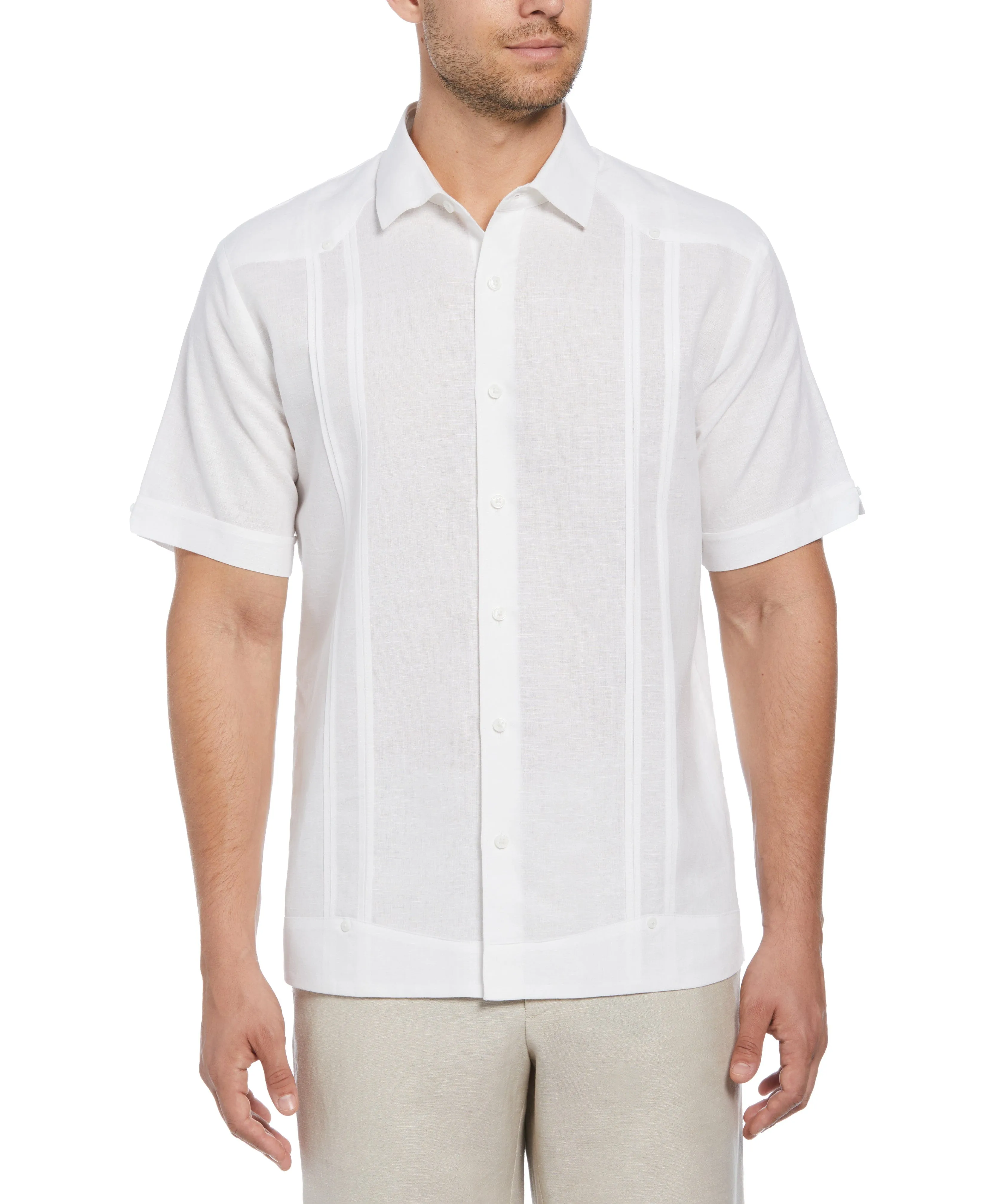 Big & Tall Linen Blend No Pocket Guayabera Shirt