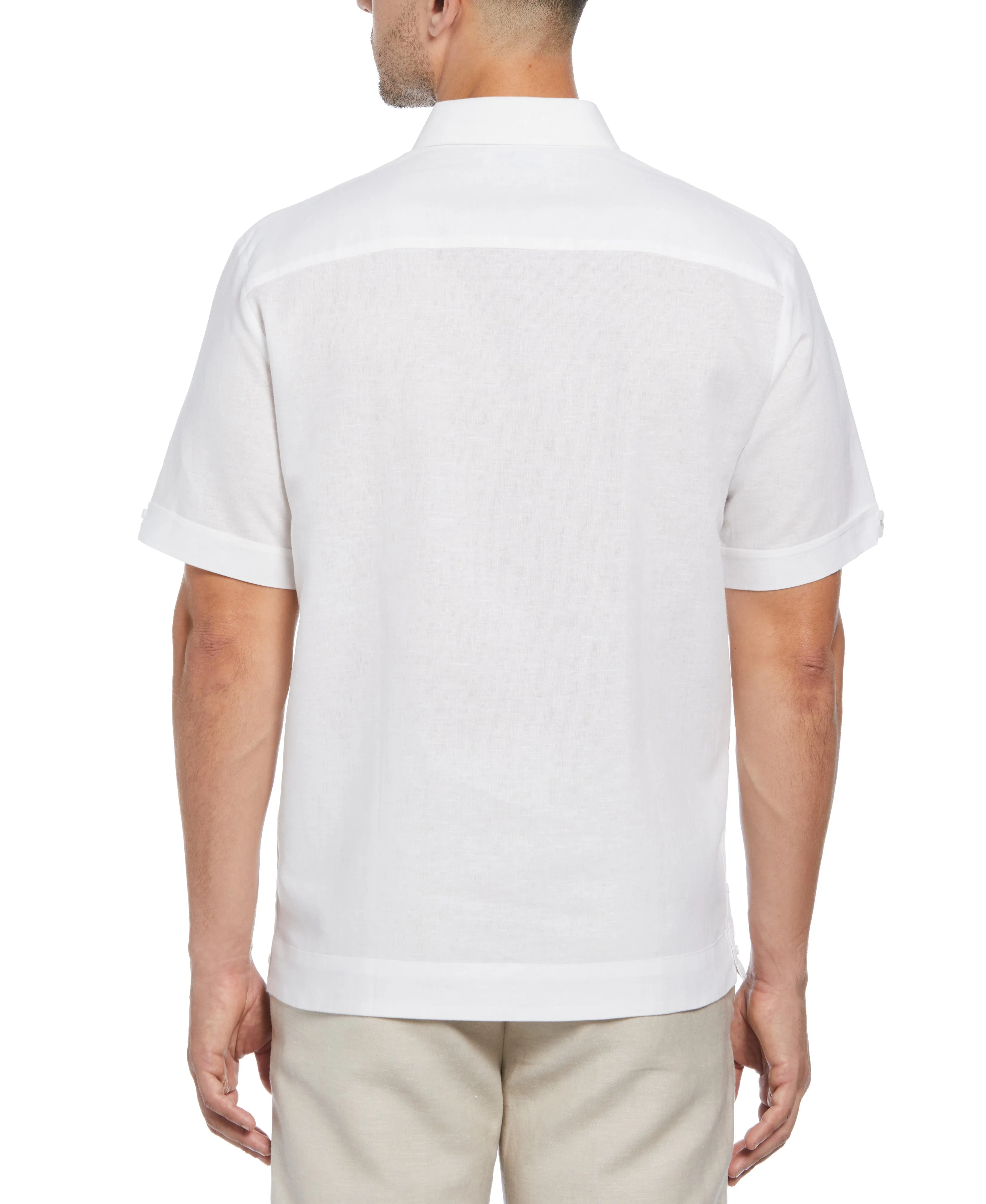Big & Tall Linen Blend No Pocket Guayabera Shirt
