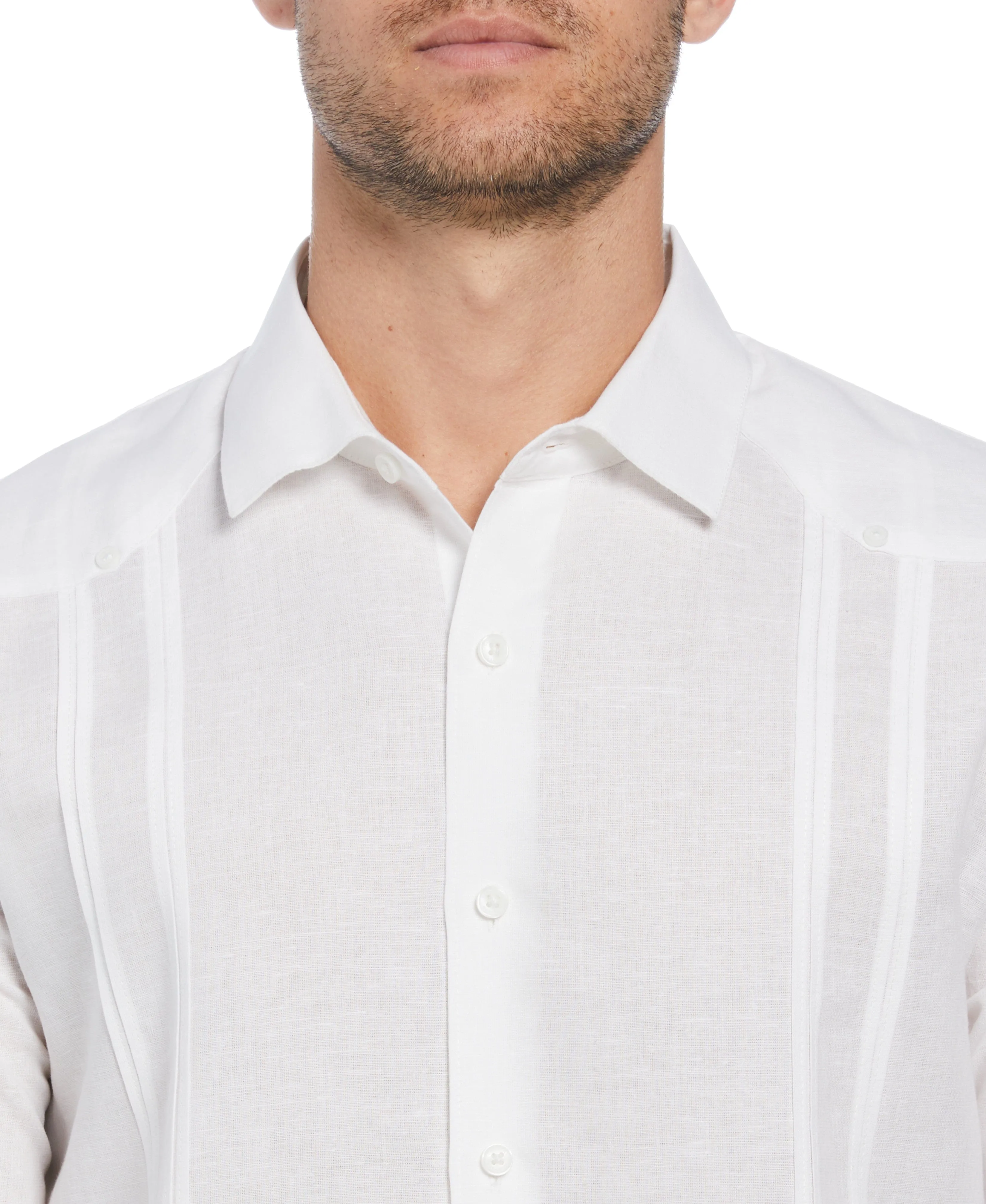 Big & Tall Linen Blend No Pocket Guayabera Shirt
