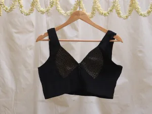 Black, crepe silk, Katori blouse