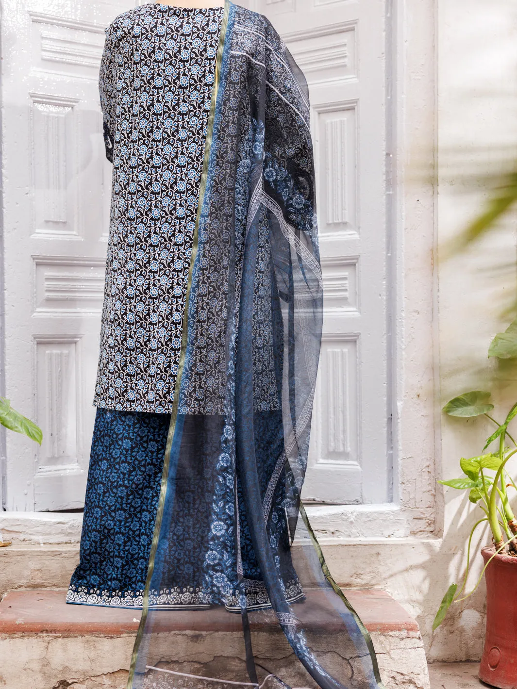 Black Stripe Dobby 3 Piece Unstitched - ALP-3PS-1880