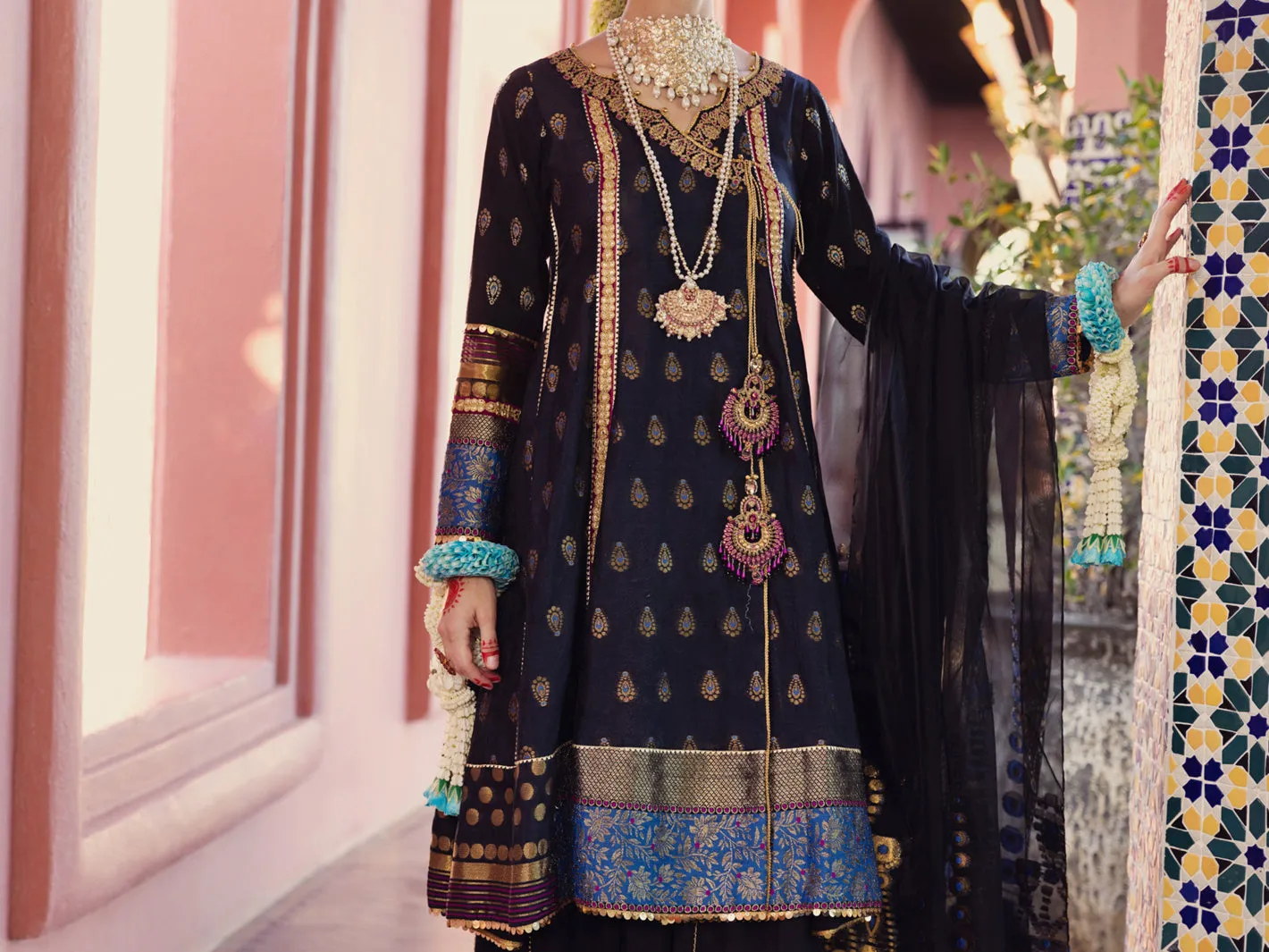Black Yarn-Dyed Jacquard 3 Piece Formal Unstitched - AL-3PS-LS-UN-411
