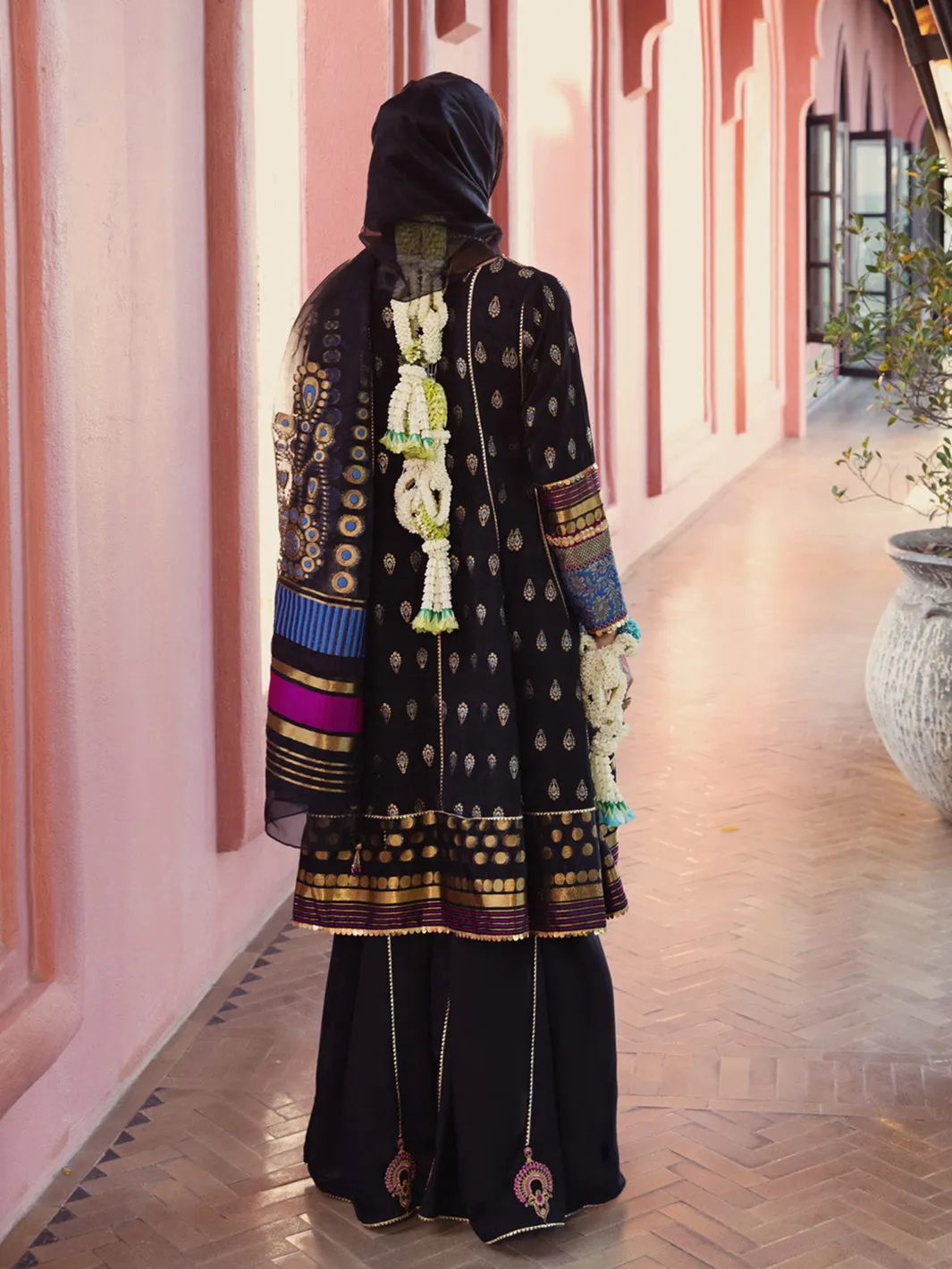 Black Yarn-Dyed Jacquard 3 Piece Formal Unstitched - AL-3PS-LS-UN-411