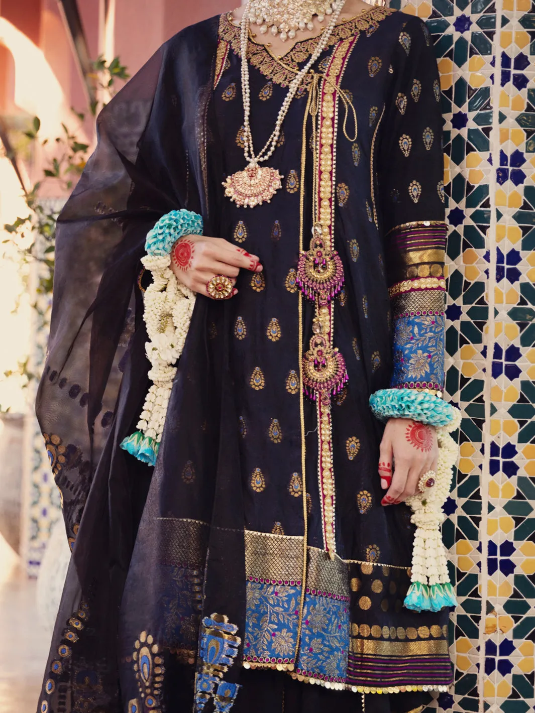 Black Yarn-Dyed Jacquard 3 Piece Formal Unstitched - AL-3PS-LS-UN-411