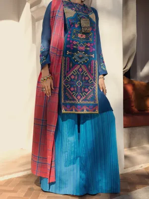 Blue Cotton Yarn-Dyed 3 Piece Unstitched - ALP-3PS-1440