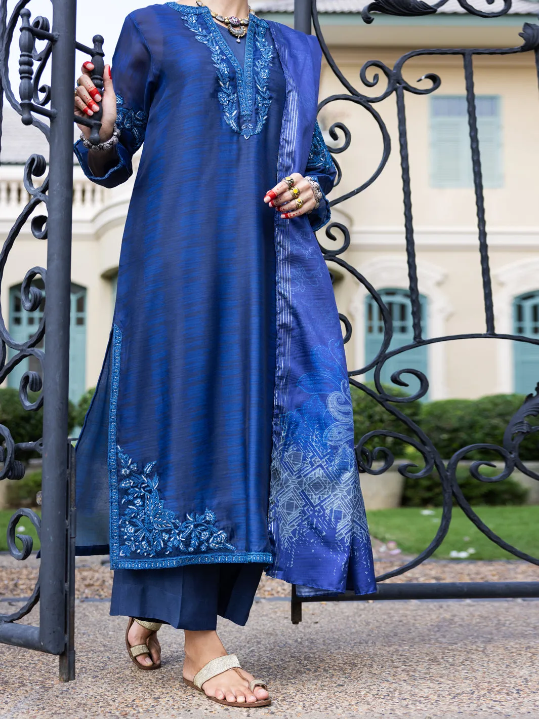 Blue Salsa Silk 3 Piece Unstitched - ALP-3PS-1655