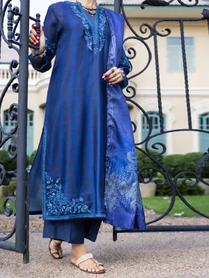 Blue Salsa Silk 3 Piece Unstitched - ALP-3PS-1655