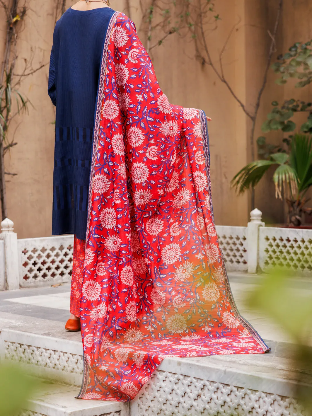 Blue Yarn Dyed 3 Piece Unstitched - ALP-3PS-1932