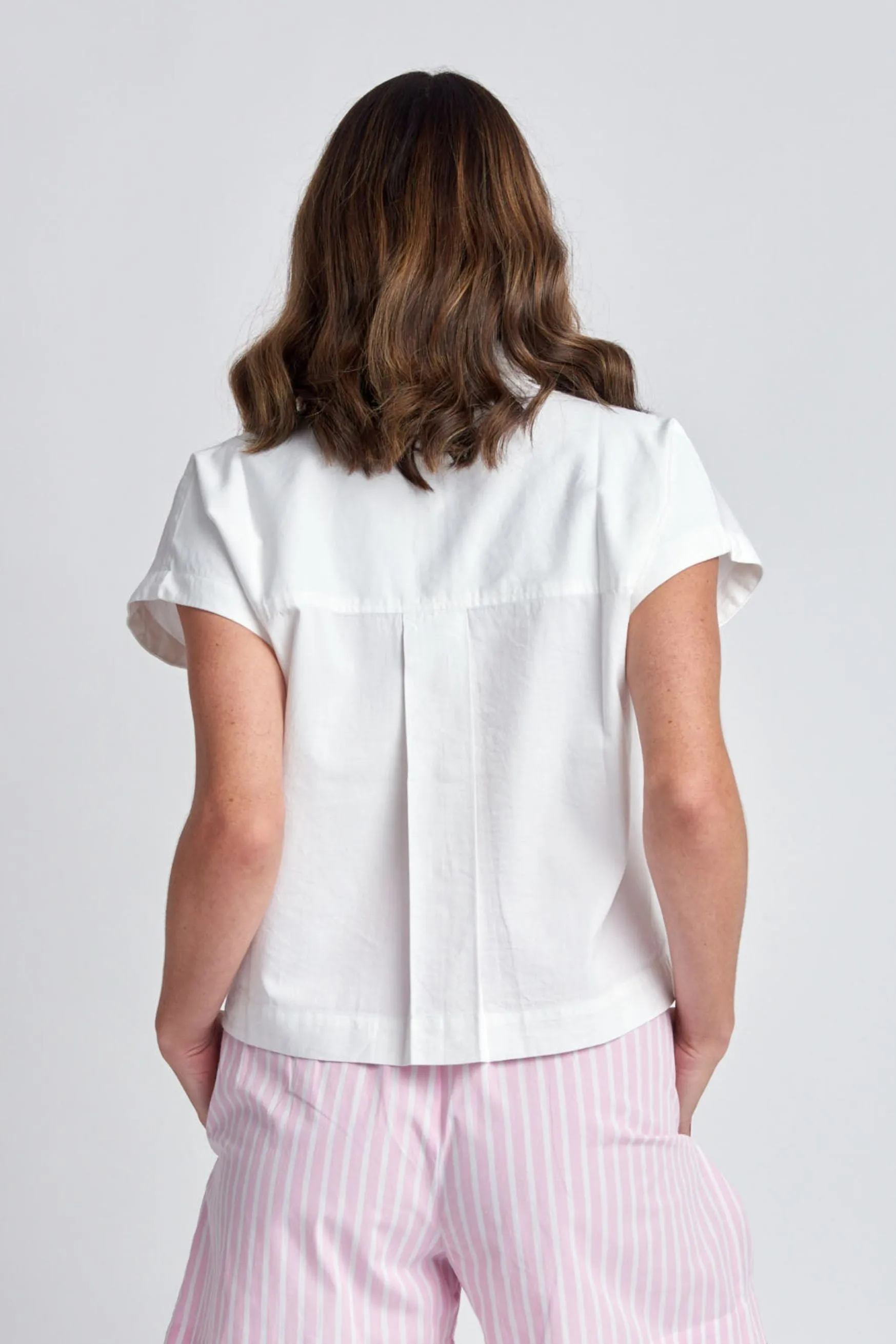 Boxy Capped Sleeve Cotton Shirt White