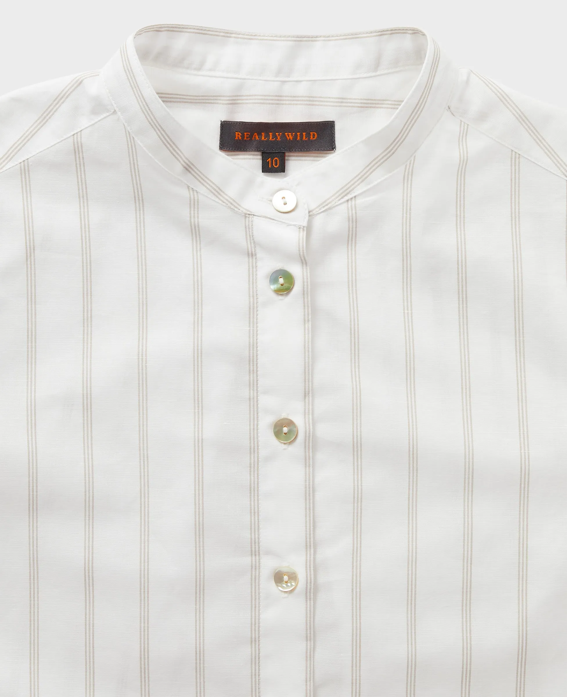 Cotton Blend Long Sleeve Stripe Shirt
