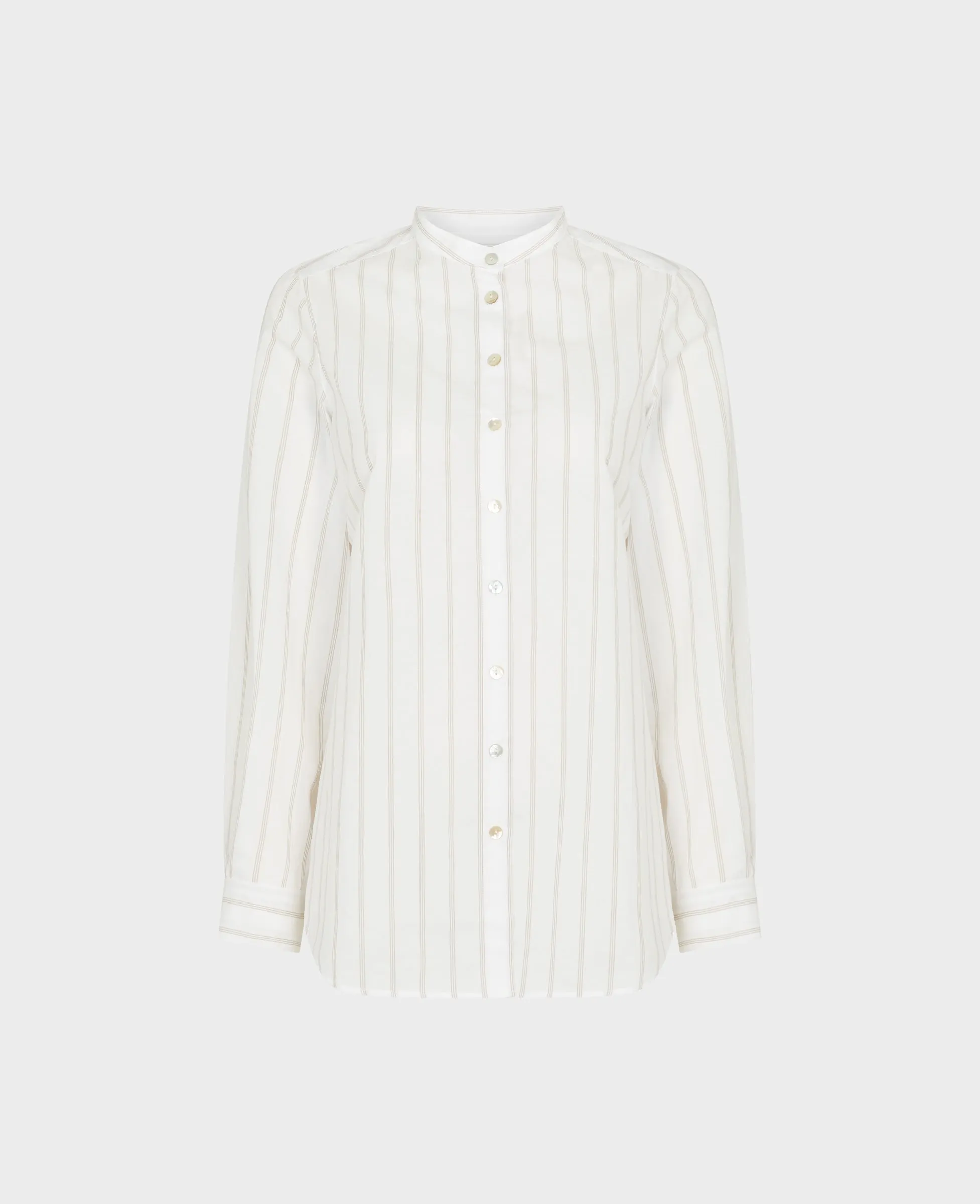Cotton Blend Long Sleeve Stripe Shirt