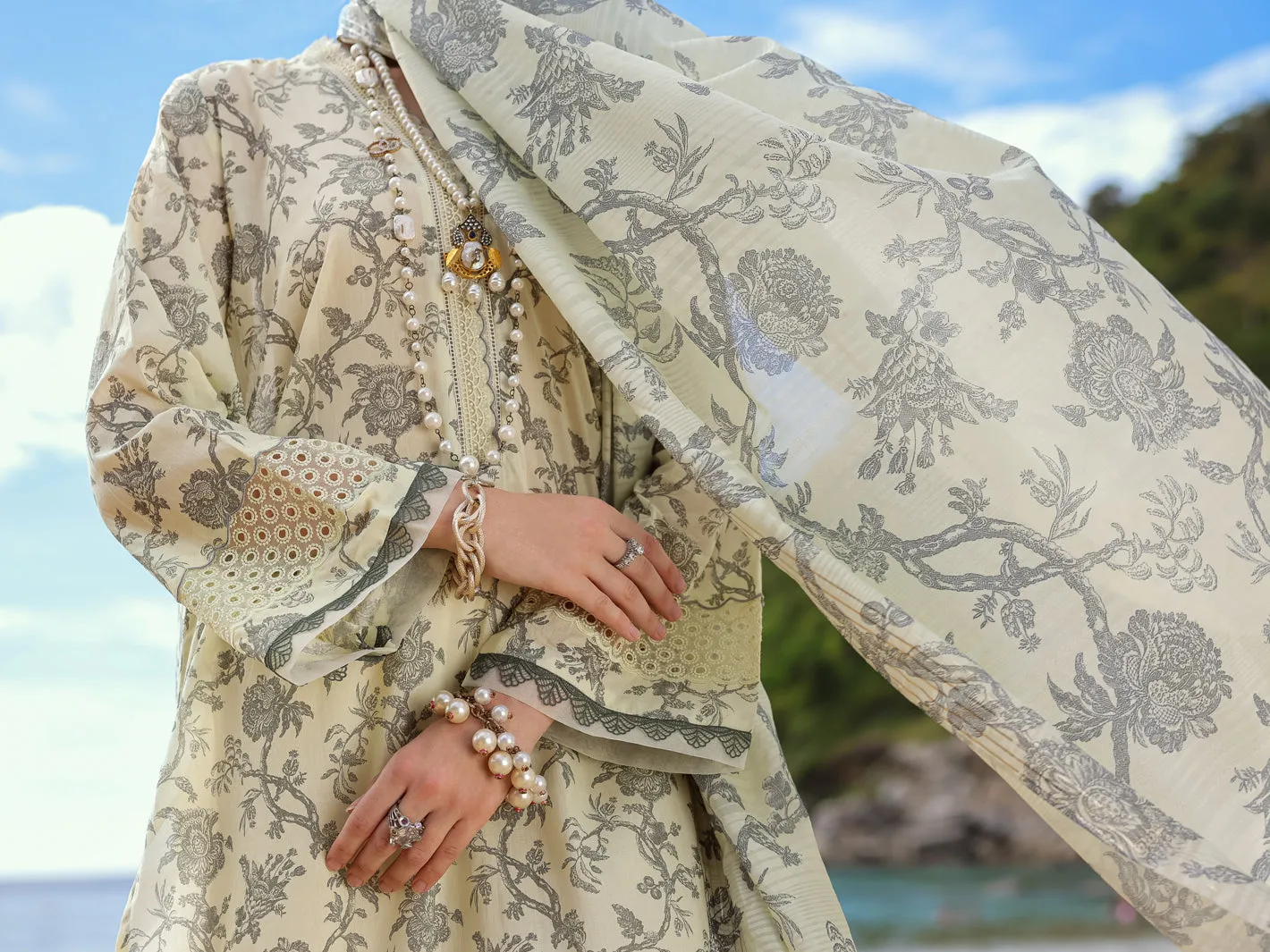 Cream Lawn 3 Piece Unstitched - ALP-3PS-1806