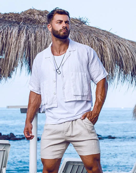 Cropped Linen Shirt - White