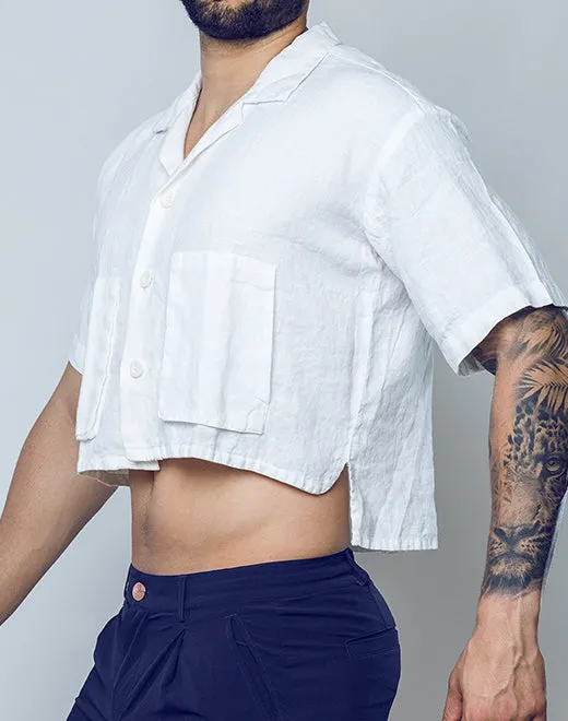 Cropped Linen Shirt - White
