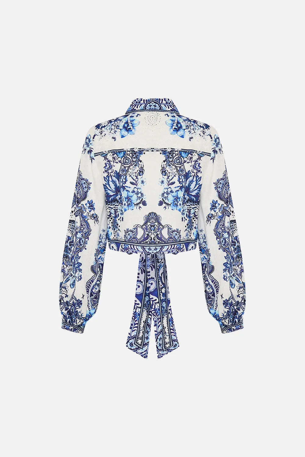 CROPPED WRAP SHIRT WITH BORDERIE YOKE GLAZE AND GRAZE