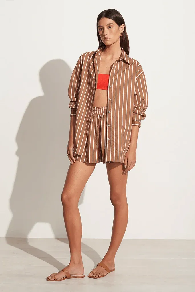 Daija Shirt Adia Stripe Print - Hazelnut