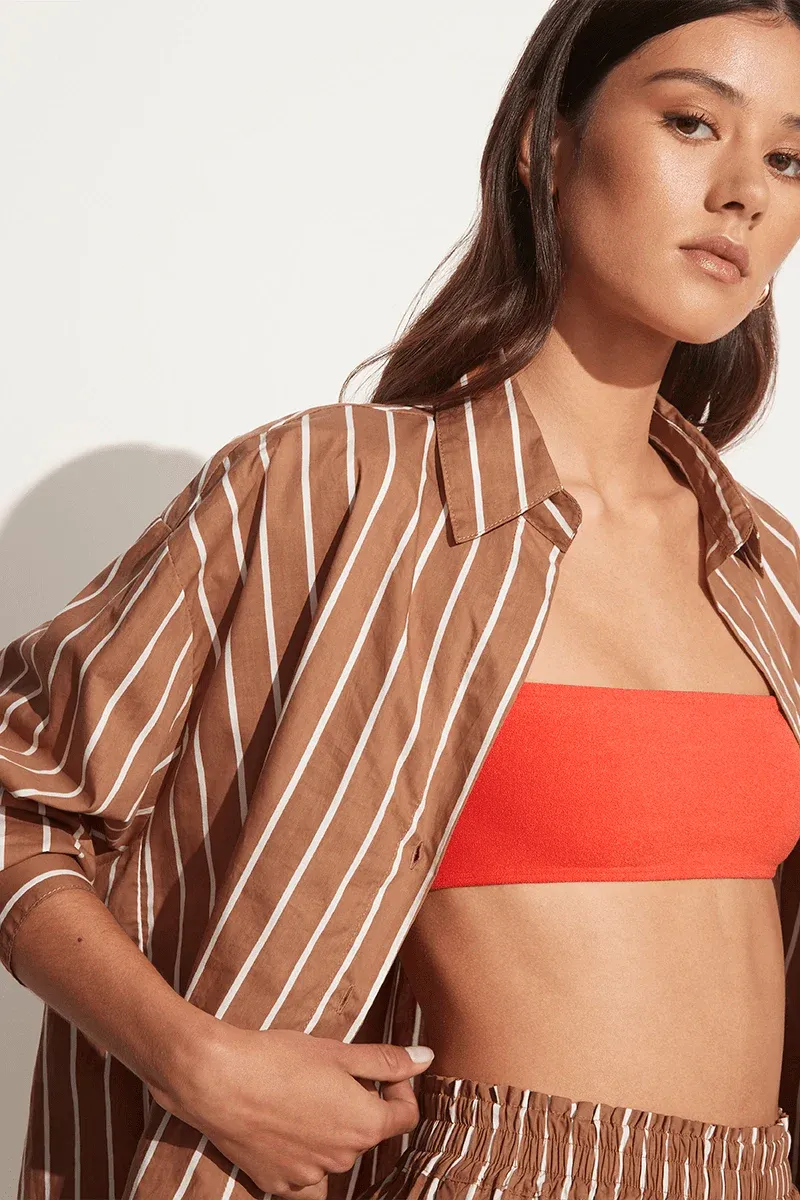 Daija Shirt Adia Stripe Print - Hazelnut