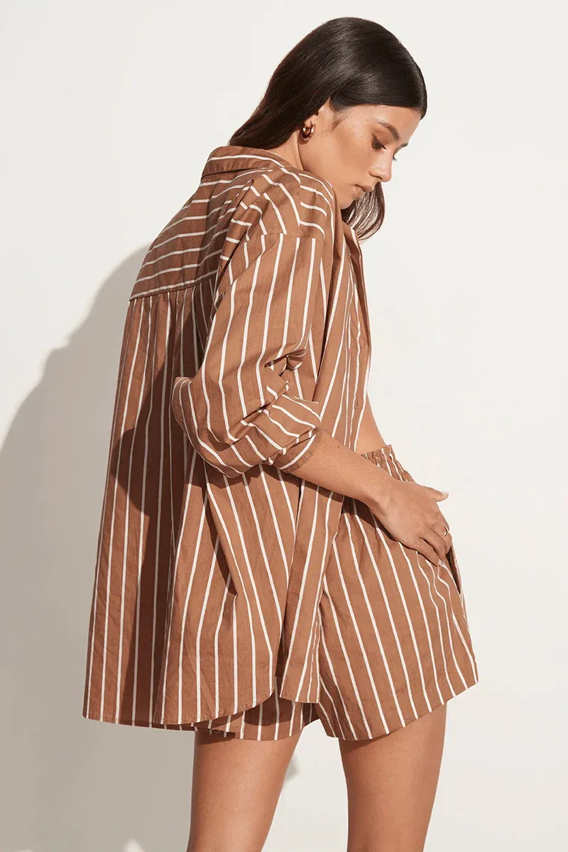 Daija Shirt Adia Stripe Print - Hazelnut