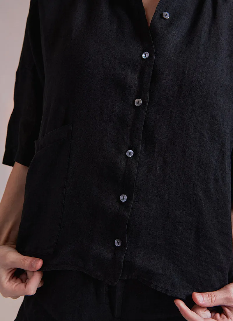 Dario Cropped Wide Short-Sleeve Shirt