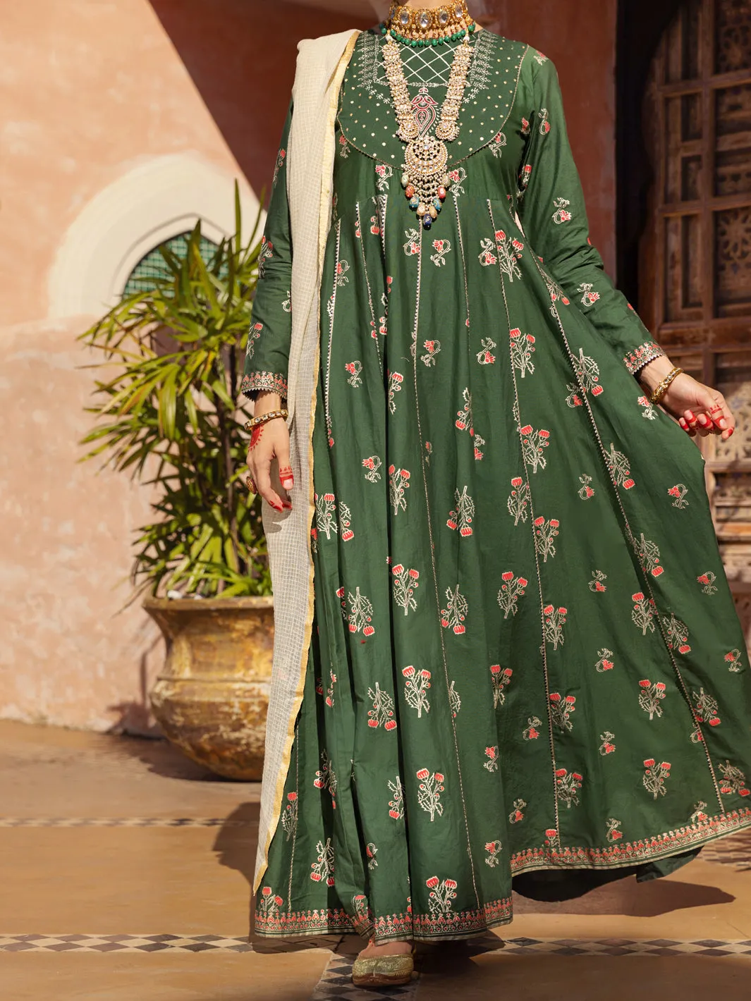 Dark Green Cambric 3 Piece Unstitched - ALP-3PS-1522