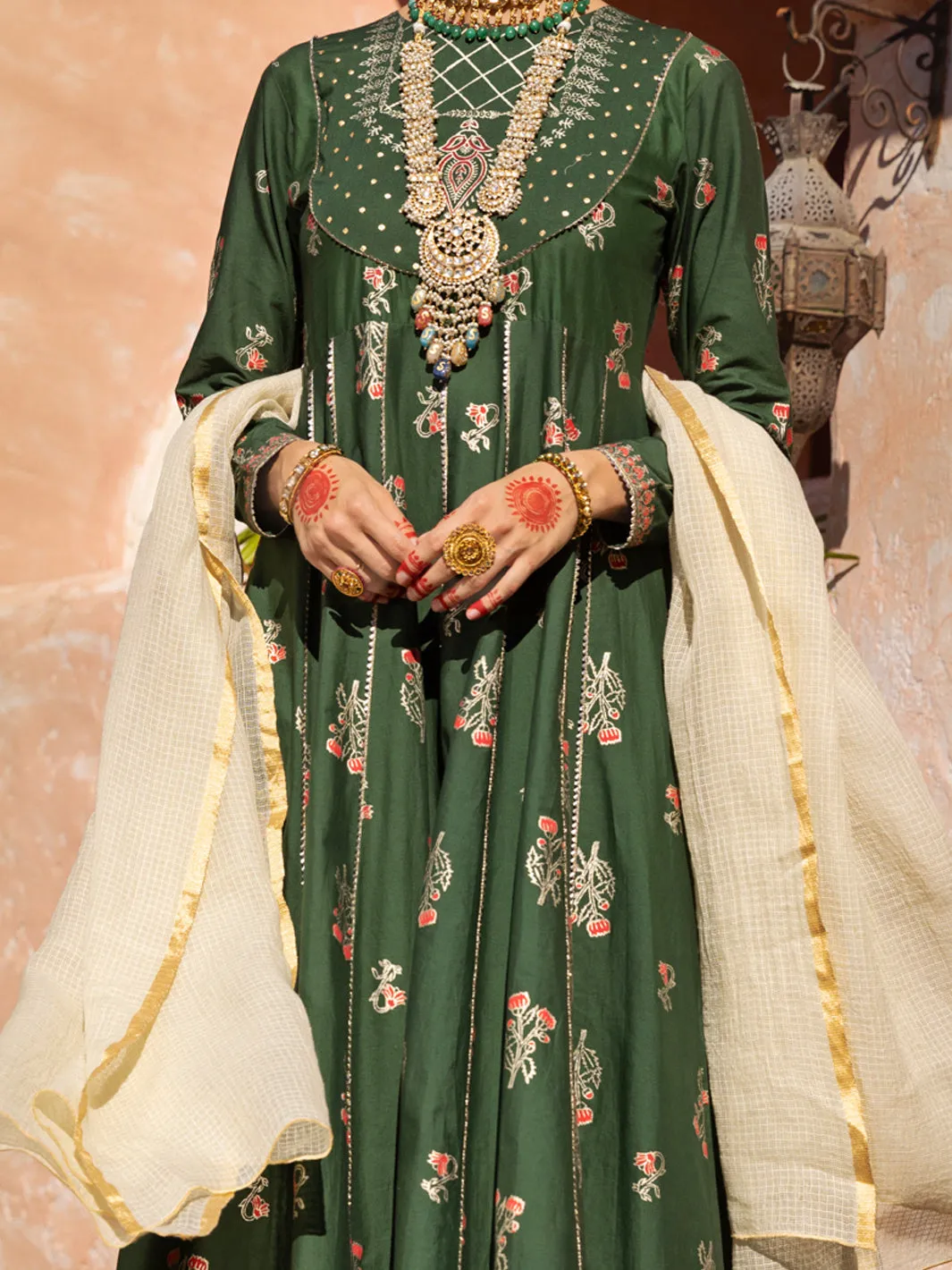 Dark Green Cambric 3 Piece Unstitched - ALP-3PS-1522