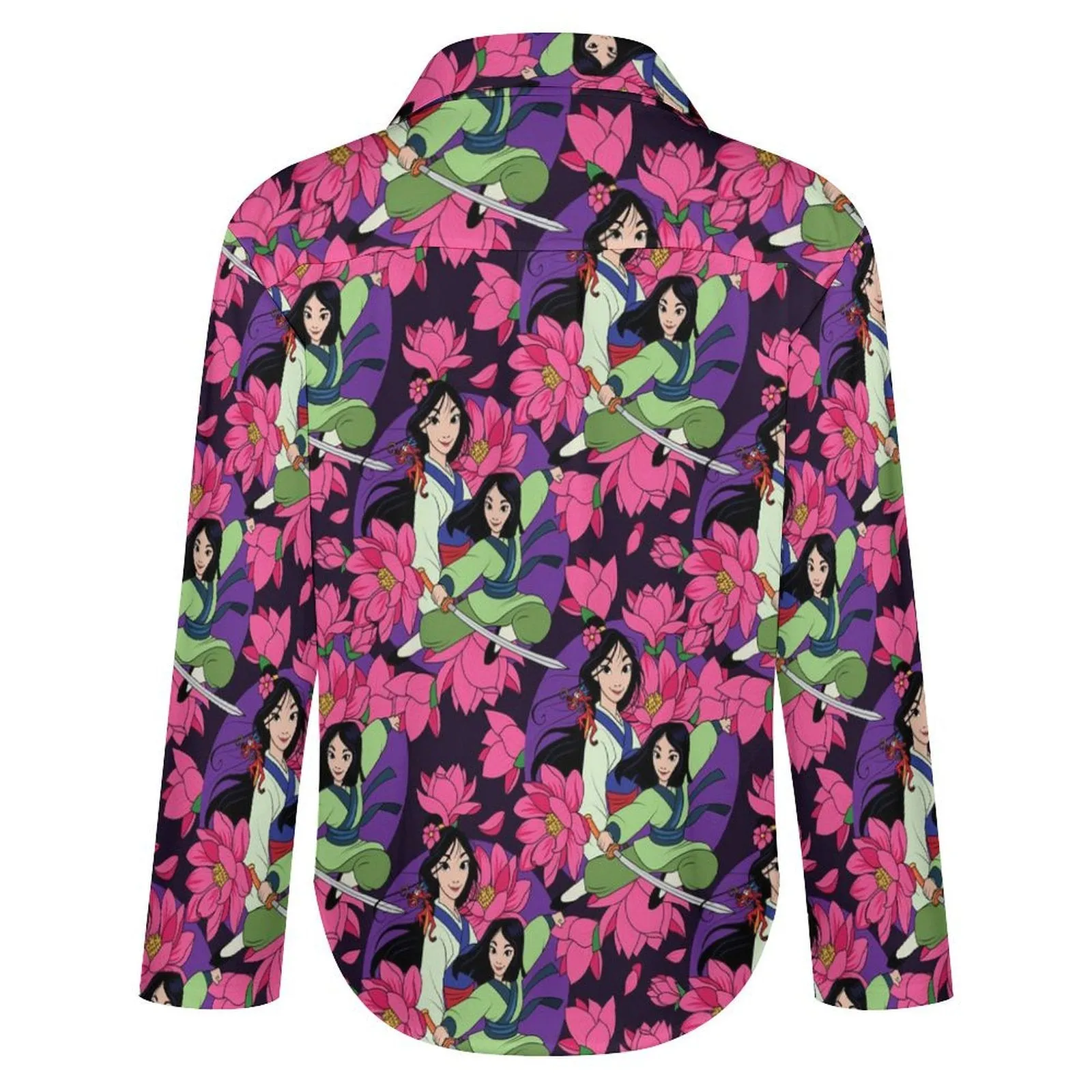 Disney Mulan Blooming Flowers Long Sleeve Button Up Blouse