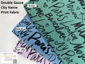 Double Gauze City Names  Print Fabric