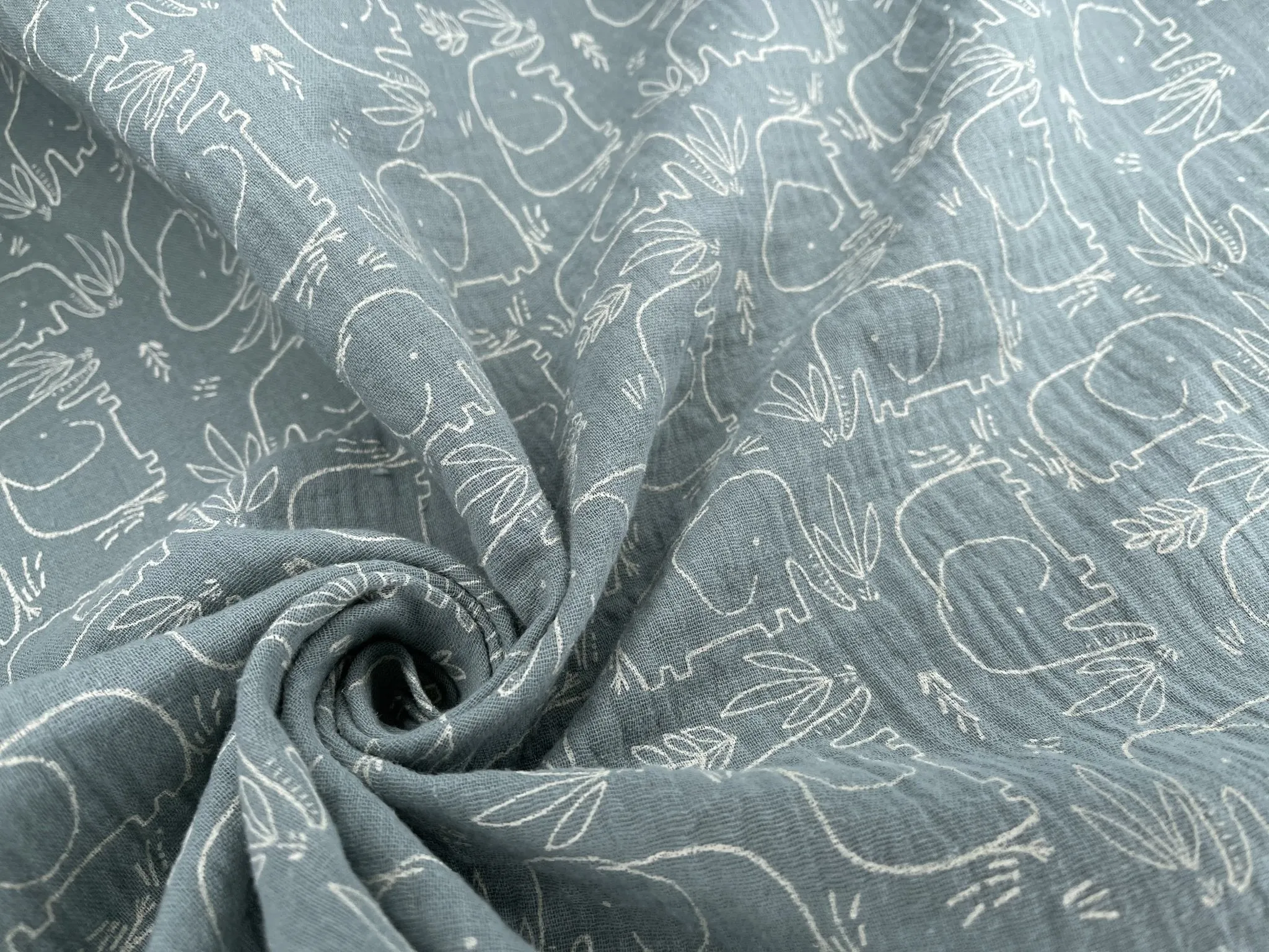 Double layered gauze muslin fabric with elephant print