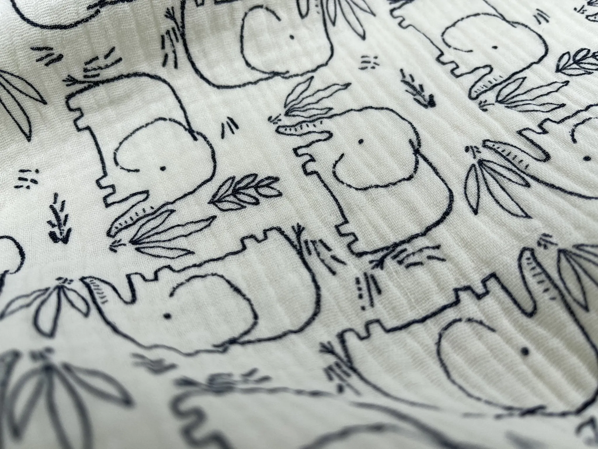 Double layered gauze muslin fabric with elephant print