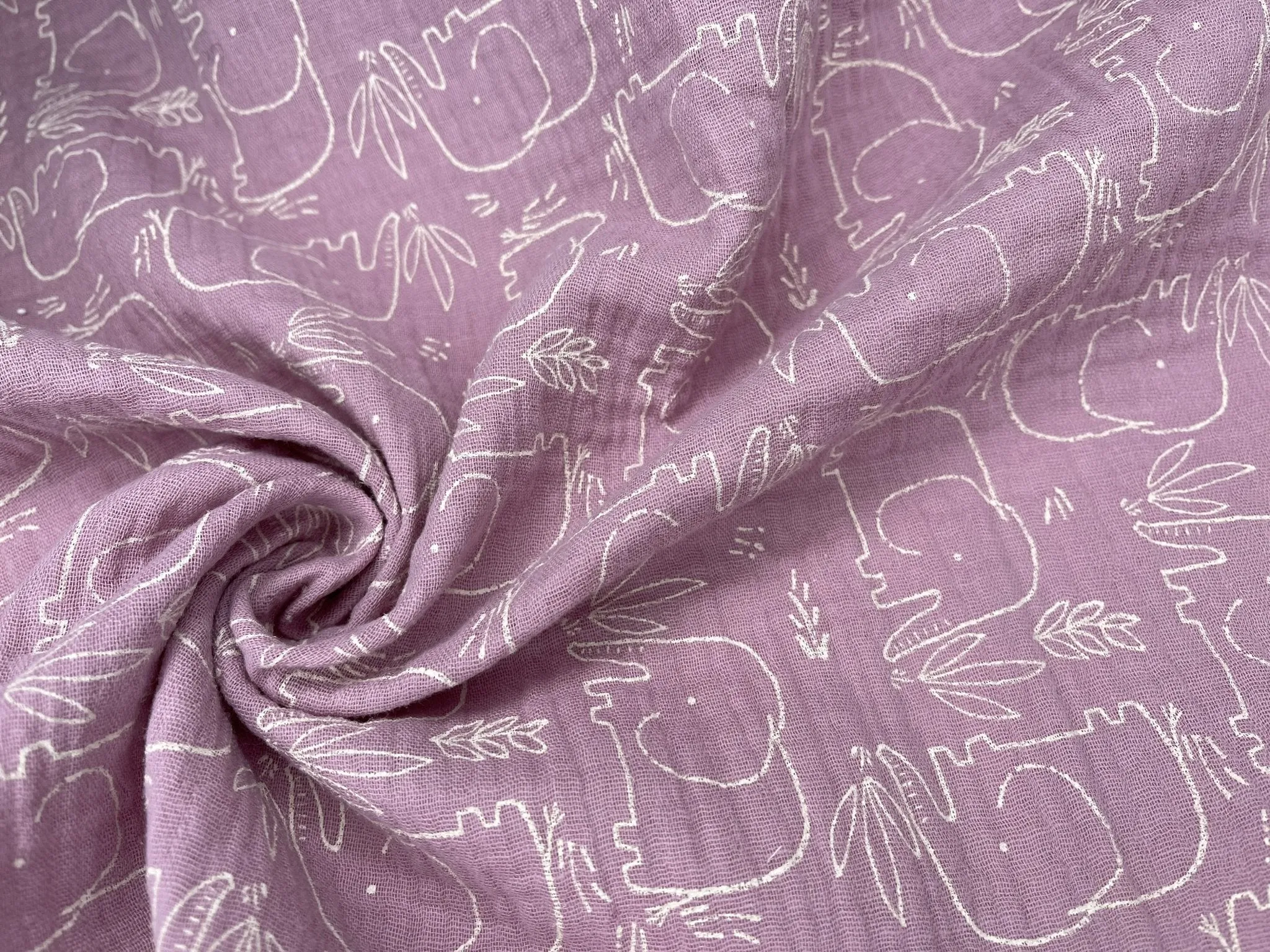 Double layered gauze muslin fabric with elephant print