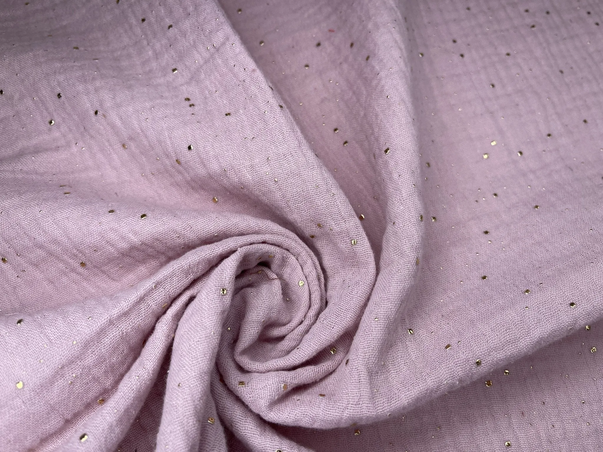 Double layered gauze muslin fabric with  gold stone drops studs