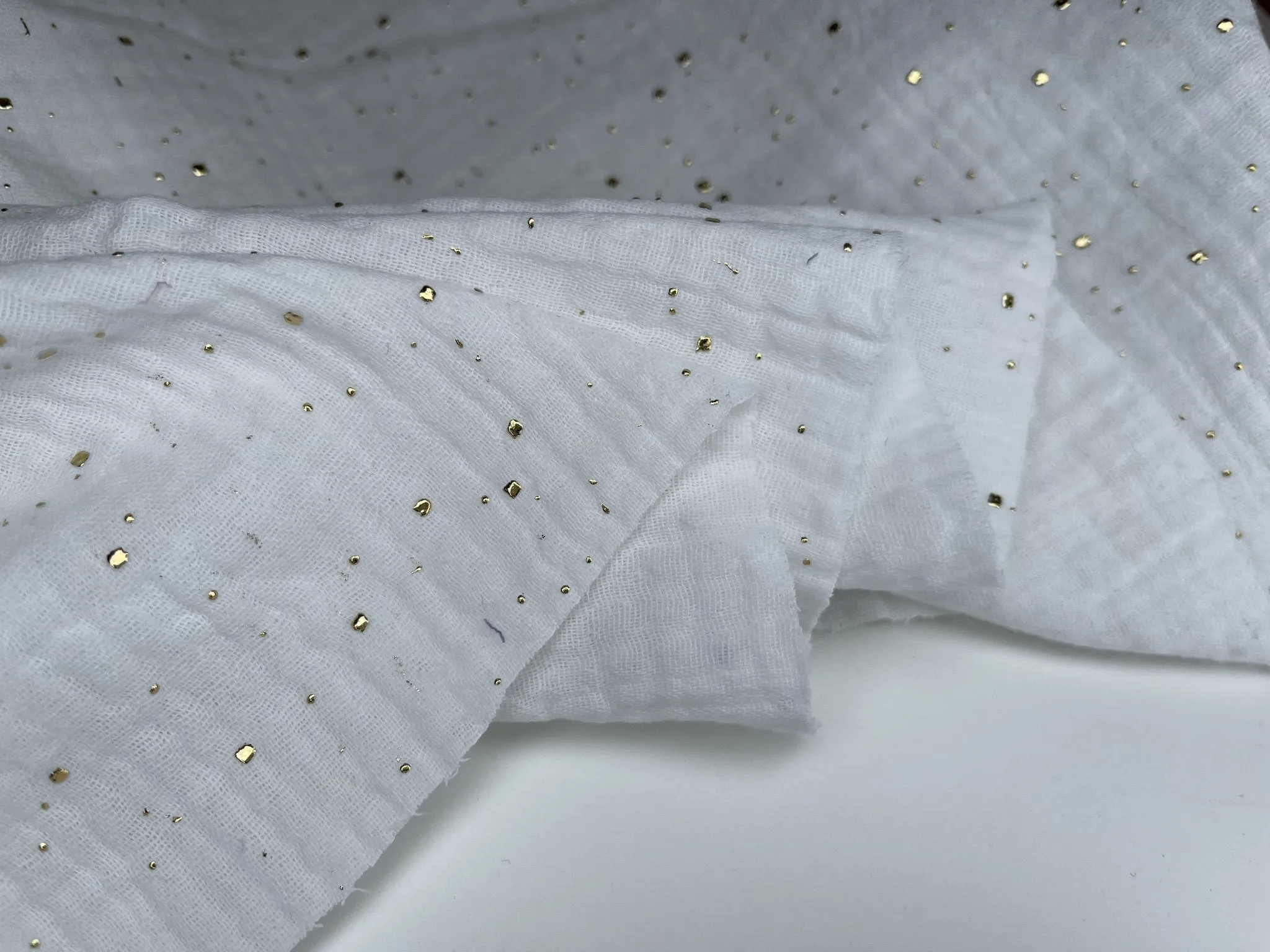 Double layered gauze muslin fabric with  gold stone drops studs