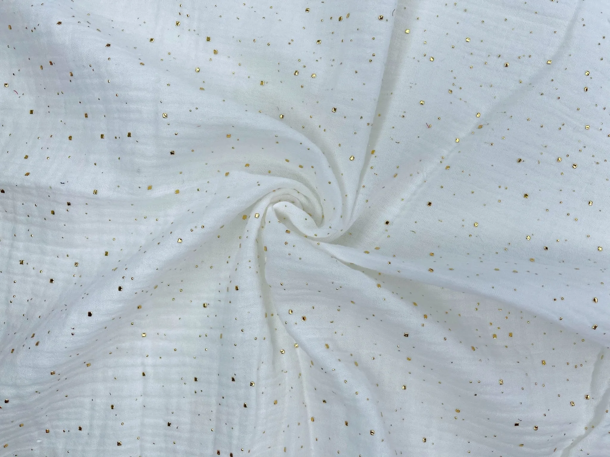 Double layered gauze muslin fabric with  gold stone drops studs