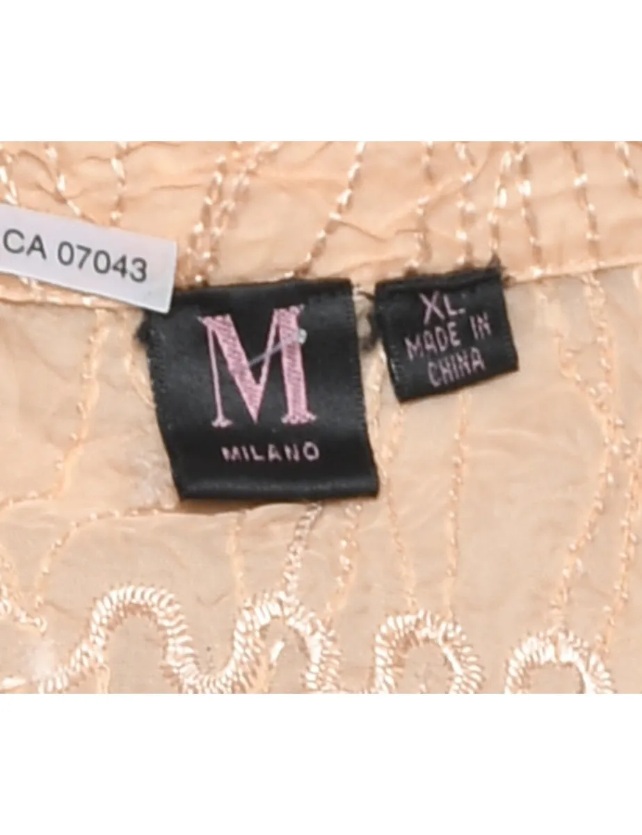 Embroidered Peach Sheer Shirt - XL