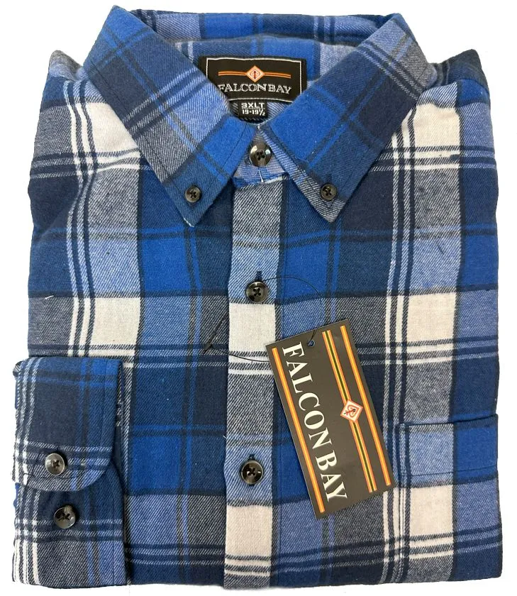 Falcon Bay Long Sleeve Heavy Plaid Flannel Shirt With Pocket