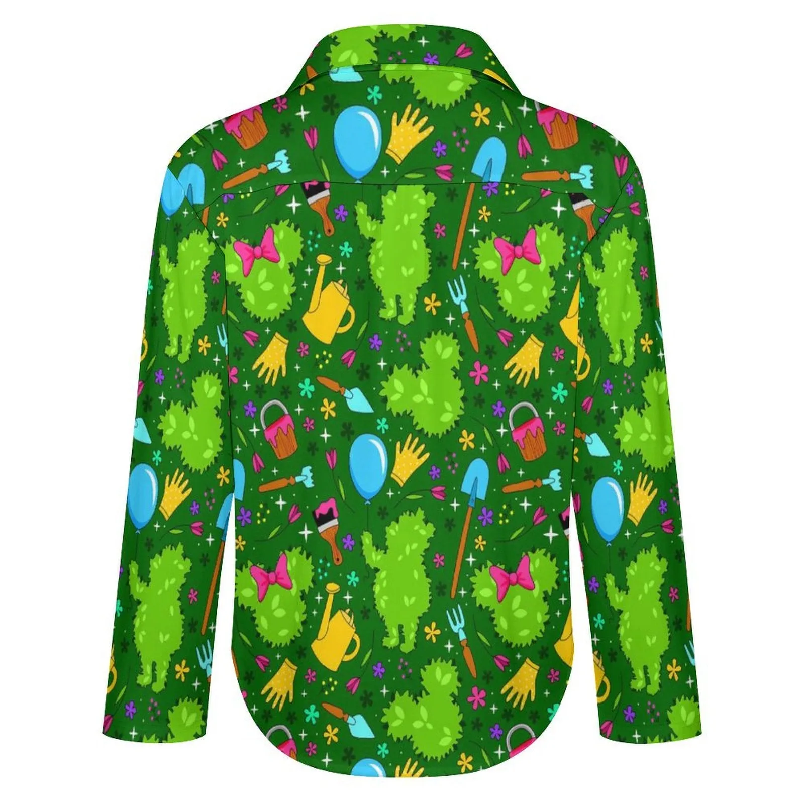 Flower And Garden Long Sleeve Button Up Blouse