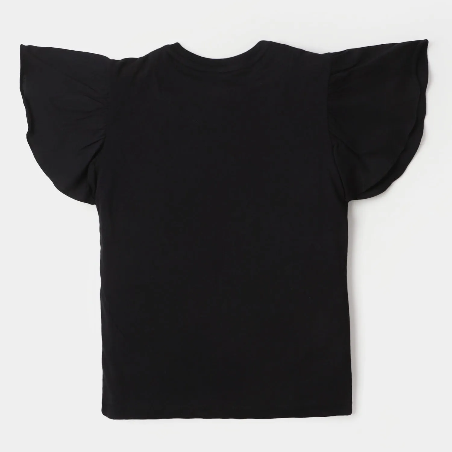 Girls Cotton T-Shirt Happy - Jet Black