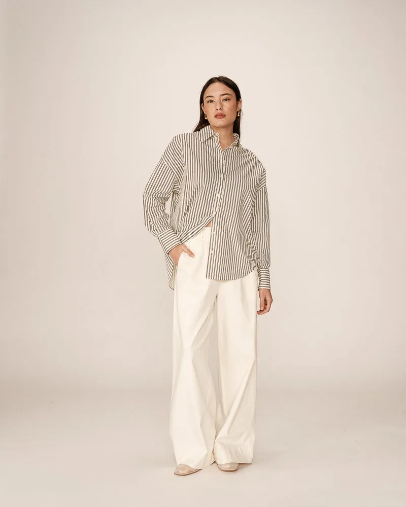 Grace & Mila Oversized Stripe Shirt - Ecru