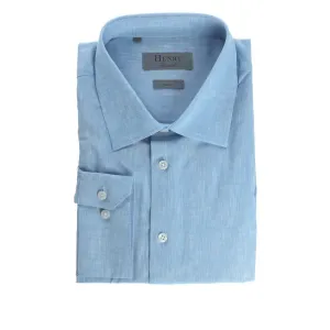 HENRY SARTORIAL Single Cuff Cotton Linen Shirt BLUE