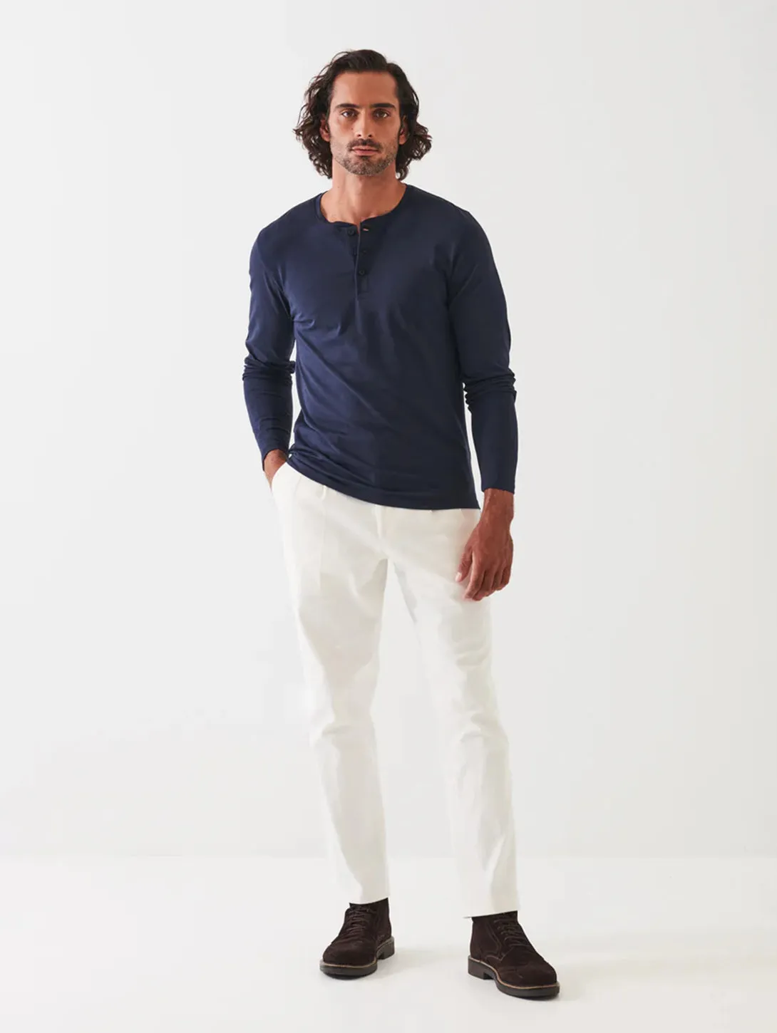 Iconic Pima Stretch Henley - Midnight